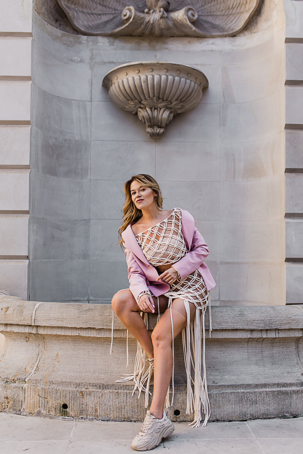 Mesh long sleeve blouse
