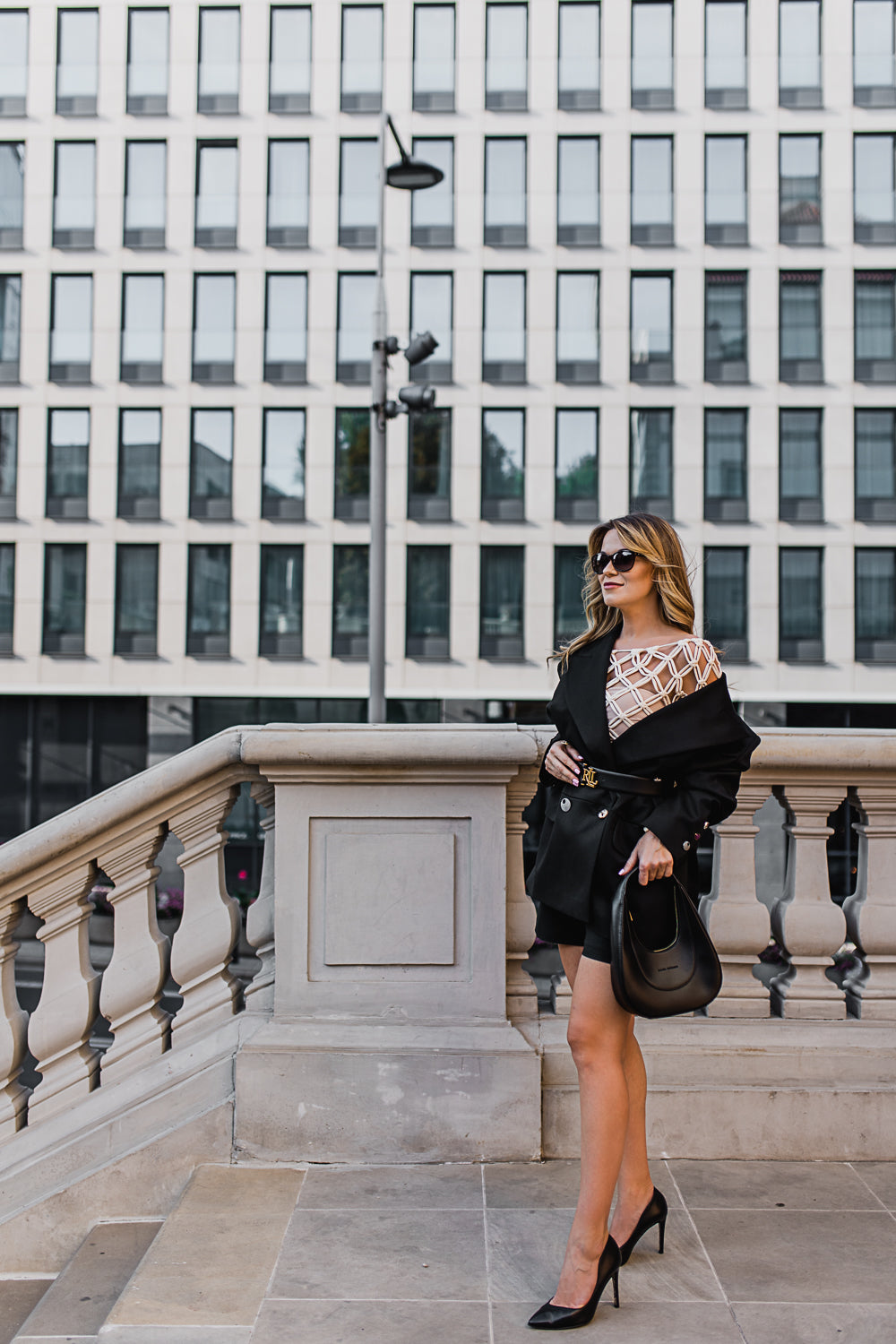 Mesh long sleeve blouse