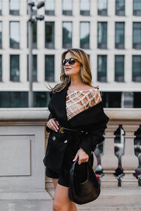 Mesh long sleeve blouse
